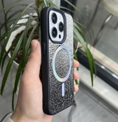 Taşlı MagSafe Özellikli Kılıf - Siyah