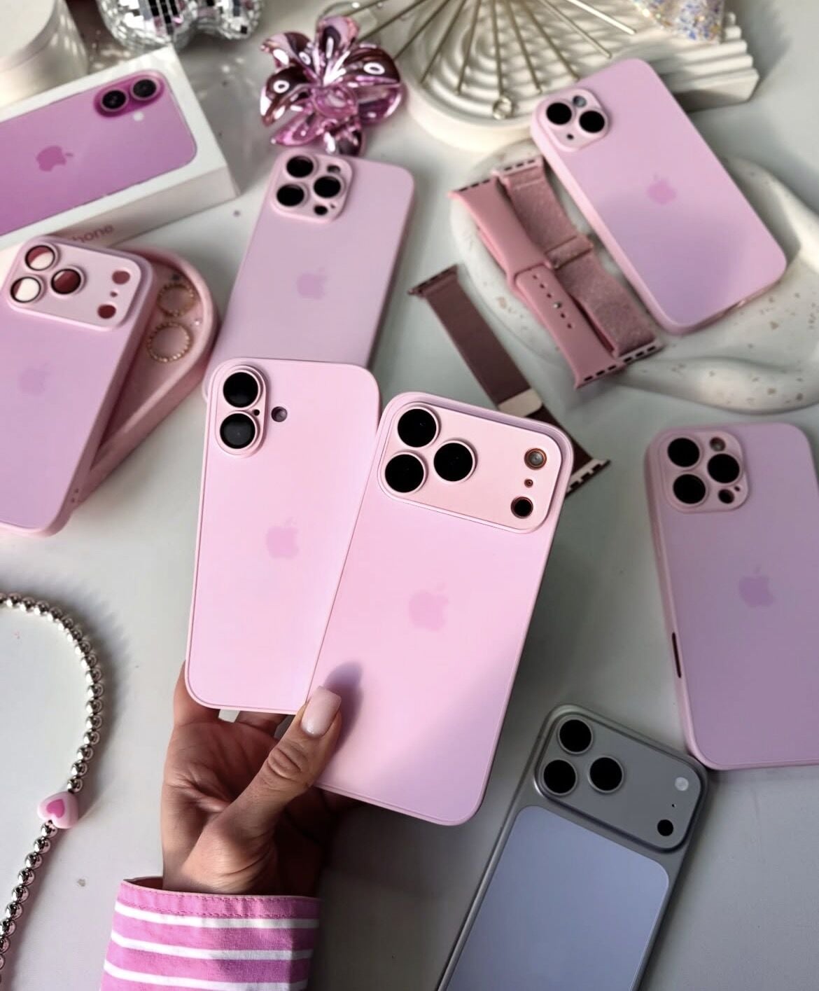 iPhone A-G Glass Case - Pembe