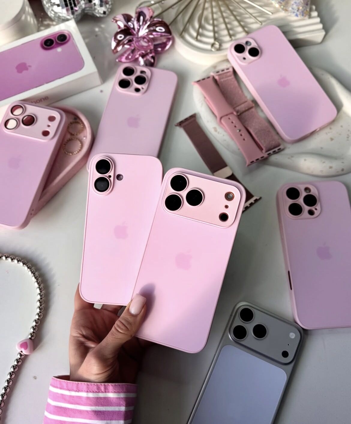 iPhone A-G Glass Case - Pembe
