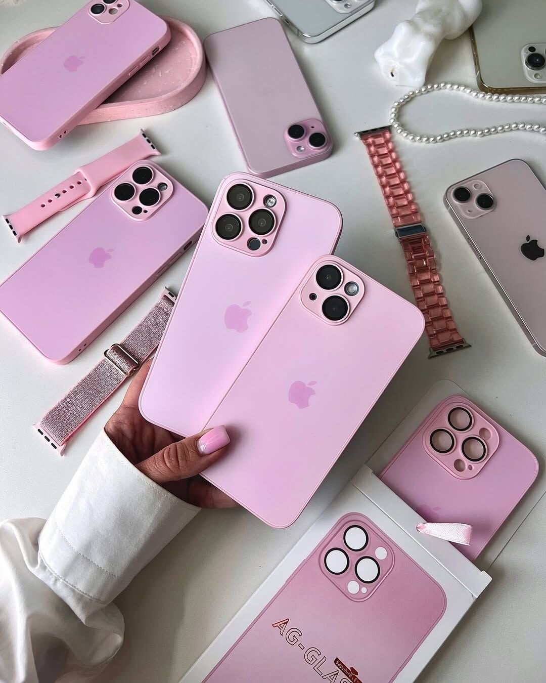 iPhone A-G Glass Case - Pembe