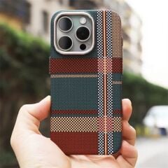 iPhone Fiber Carbon Kılıf - Vintage Kareli