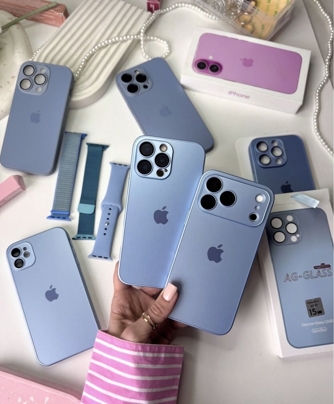 iPhone A-G Glass Case - Sierra Blue