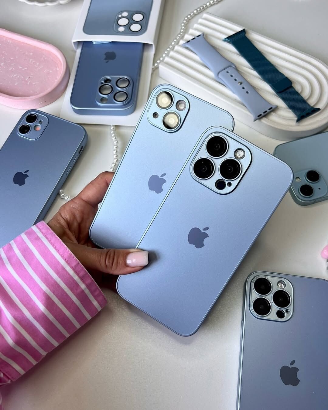 iPhone A-G Glass Case - Sierra Blue