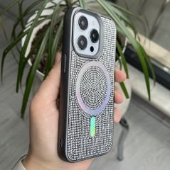 Taşlı MagSafe Özellikli Kılıf - Antrasit