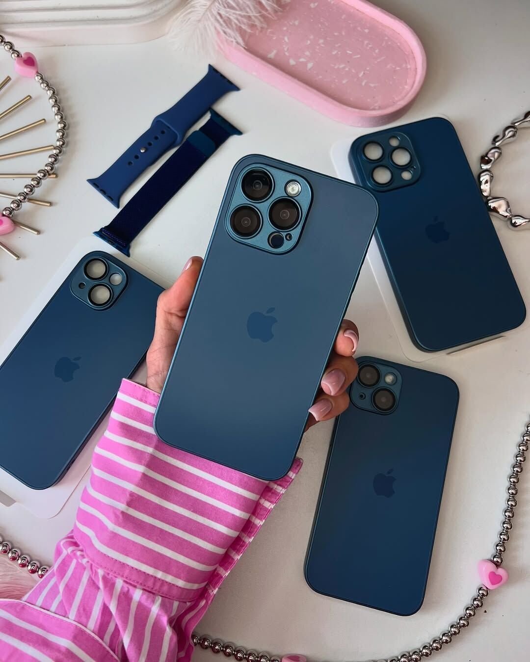 iPhone A-G Glass Case - Navy Blue