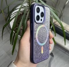 Taşlı MagSafe Özellikli Kılıf - Derin Mor