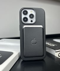 Apple MagSafe Özellikli Deri Kılıf - Siyah