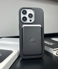 Apple MagSafe Özellikli Deri Kılıf - Siyah