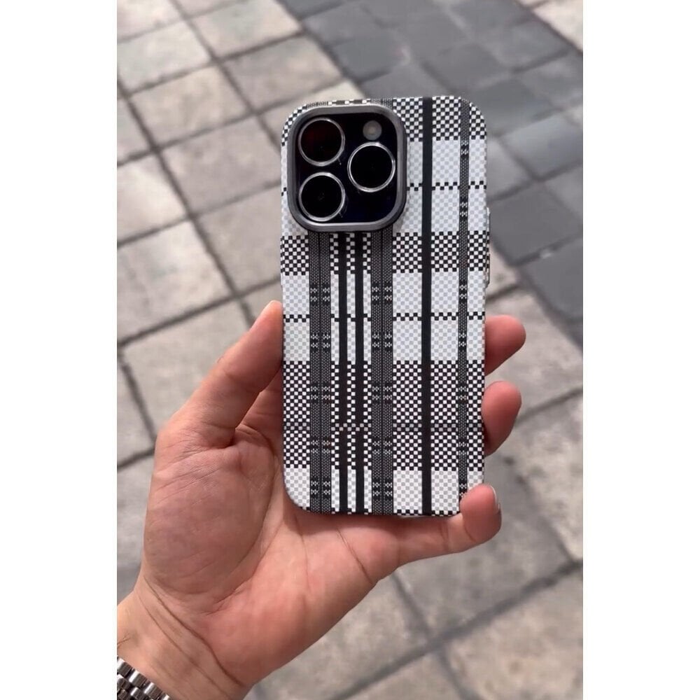 iPhone Fiber Carbon Kılıf - Black and White