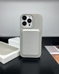 Apple MagSafe Özellikli Deri Kılıf - Titanyum