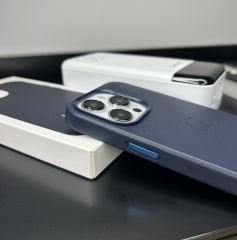 Apple MagSafe Özellikli Deri Kılıf - Gece Mavisi