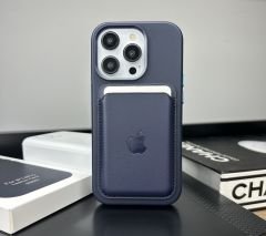 Apple MagSafe Özellikli Deri Kılıf - Gece Mavisi