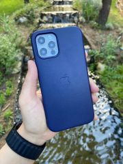 Apple MagSafe Özellikli Deri Kılıf - Gece Mavisi