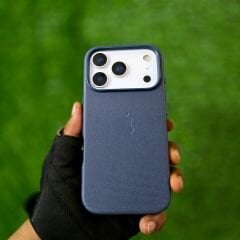 iPhone TechWoven Deri MagSafe Kılıf - Mavi