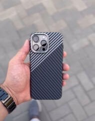 iPhone Fiber Carbon Kılıf - Asfalt Çizgi