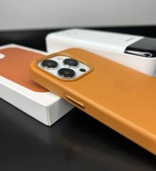 Apple MagSafe Özellikli Deri Kılıf - Kızıl Kahverengi