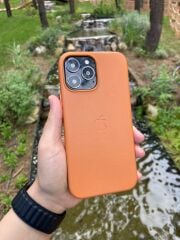 Apple MagSafe Özellikli Deri Kılıf - Kızıl Kahverengi