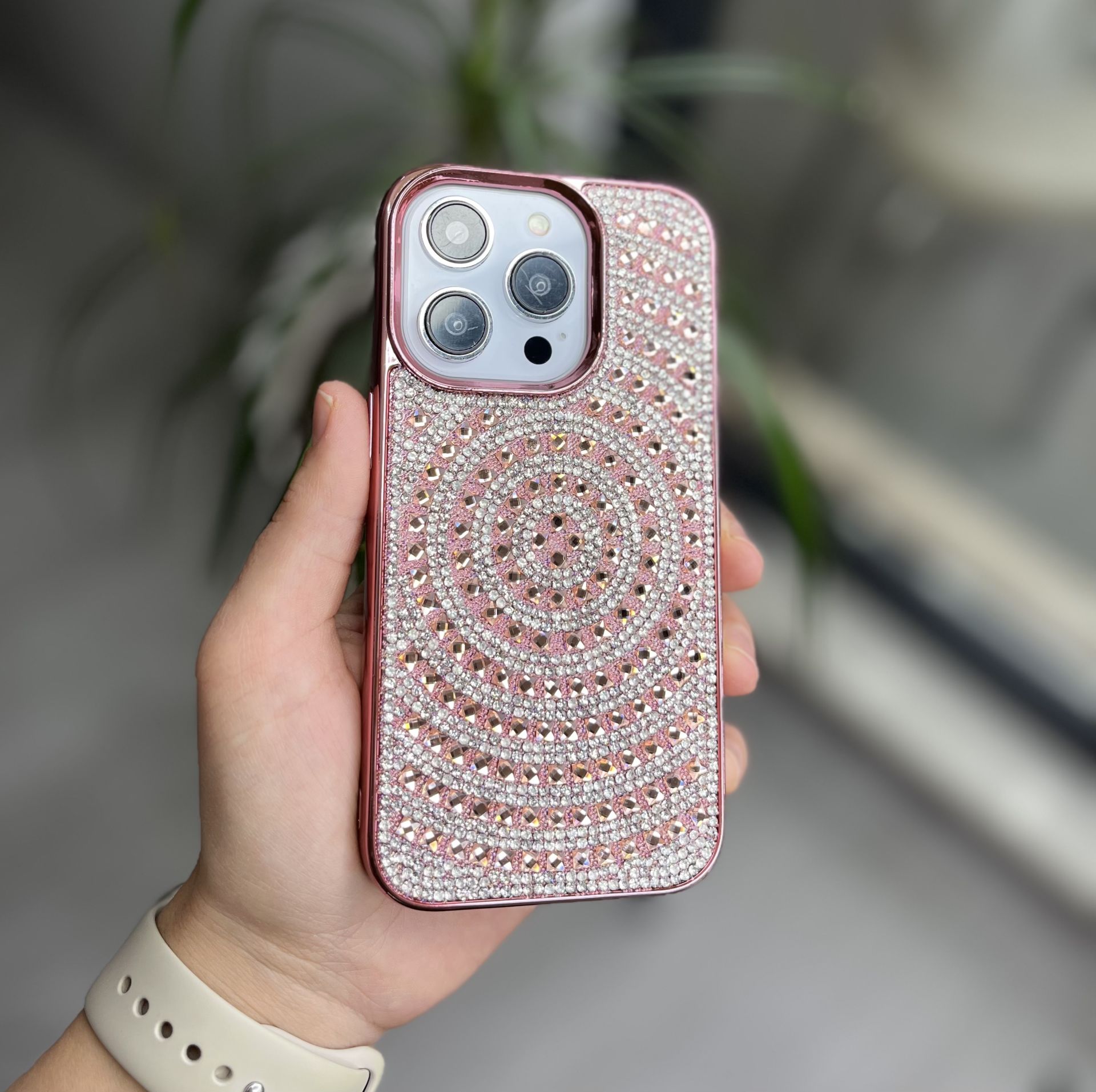 Lüx Taşlı Silicon Kılıf - Rosę Pink
