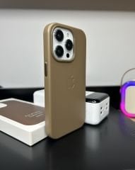 Apple MagSafe Özellikli Deri Kılıf - Çöl Titanyum