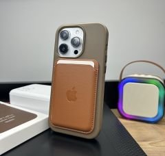 Apple MagSafe Özellikli Deri Kılıf - Çöl Titanyum