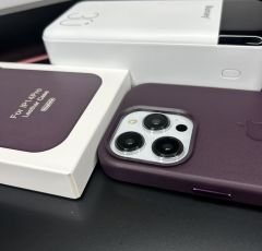 Apple MagSafe Özellikli Deri Kılıf - Derin Mor