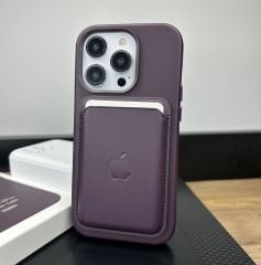 Apple MagSafe Özellikli Deri Kılıf - Derin Mor