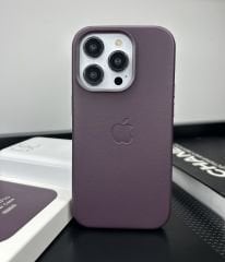Apple MagSafe Özellikli Deri Kılıf - Derin Mor