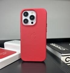 Apple MagSafe Özellikli Deri Kılıf - Kırmızı