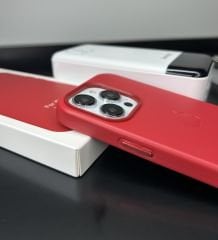 Apple MagSafe Özellikli Deri Kılıf - Kırmızı