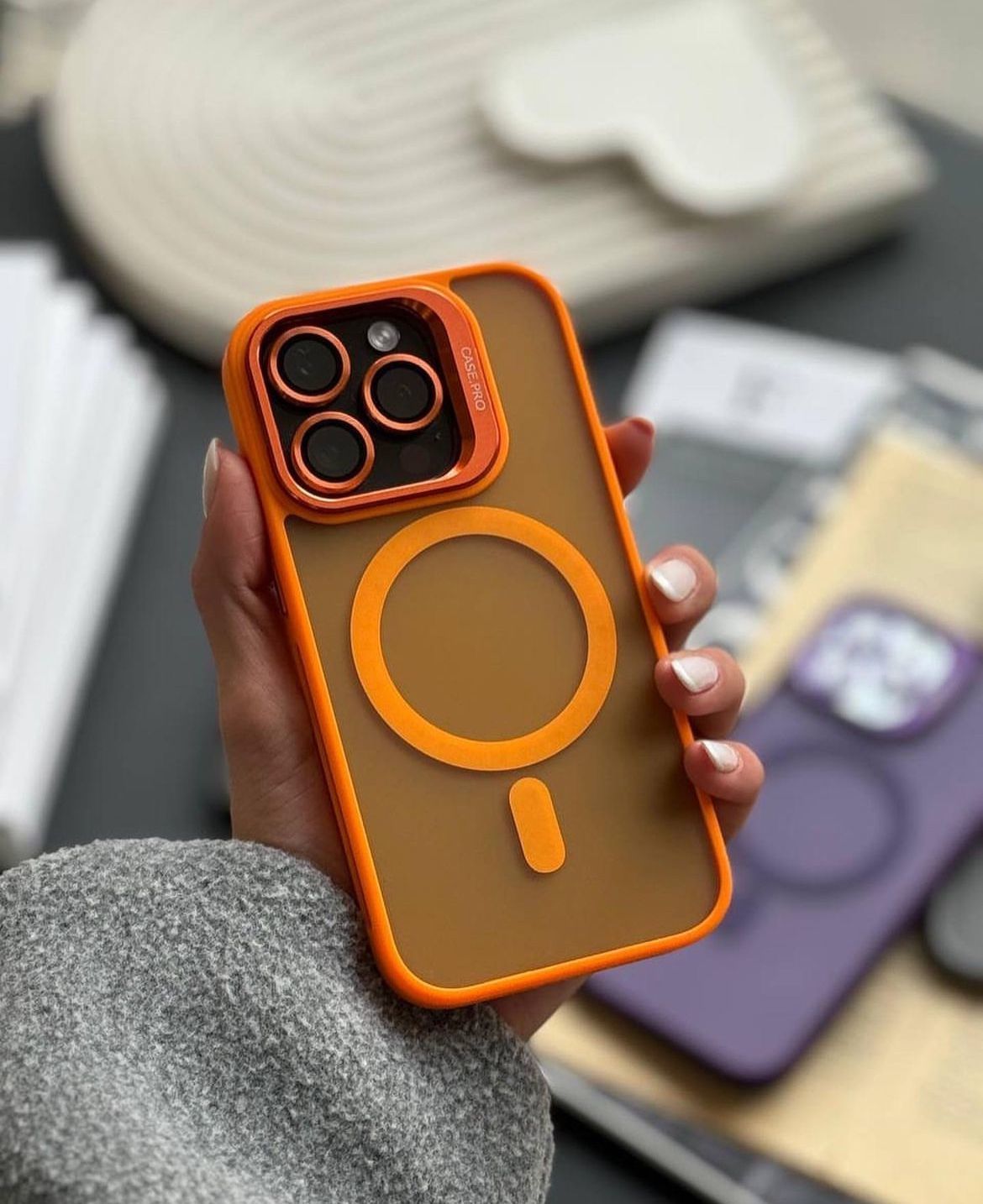 Casepro Lensli Standlı Kılıf - Turuncu