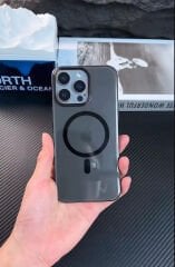 iPhone Slim MagSafe Şeffaf Kılıf - Siyah