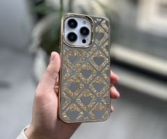 Aynalı Taşlı Silicon Kılıf - Gold
