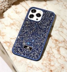 iPhone Swarovski Taşlı Kılıf - Mavi