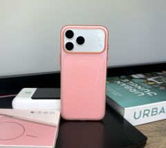 Premium Texture MagSafe Şeffaf Kılıf - Pink