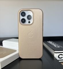 Apple MagSafe Özellikli Deri Kılıf - Gold