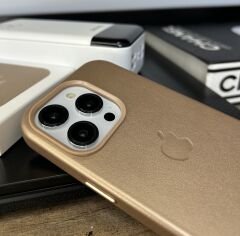 Apple MagSafe Özellikli Deri Kılıf - Gold