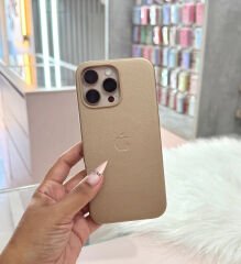 Apple MagSafe Özellikli Deri Kılıf - Gold