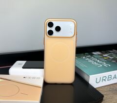 Premium Texture MagSafe Şeffaf Kılıf - Turuncu