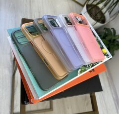 Premium Texture MagSafe Şeffaf Kılıf - Titanyum