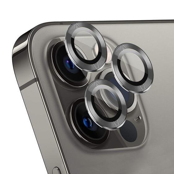 iPhone Renkli Metal Lens Koruyucu - Füme