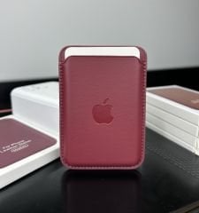 Apple MagSafe Özellikli Deri Cüzdan - Bordo