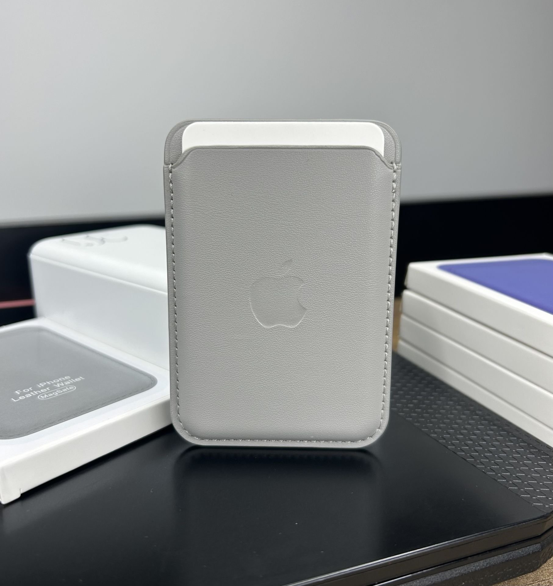 Apple MagSafe Özellikli Deri Cüzdan - Titanyum Natural