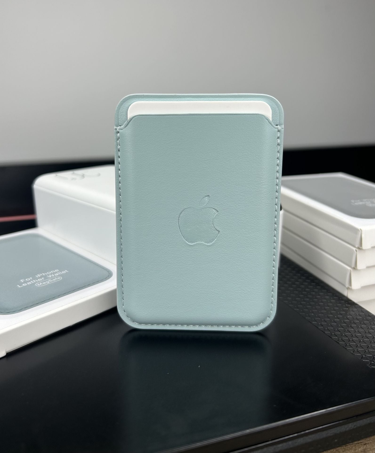 Apple MagSafe Özellikli Deri Cüzdan - Su Yeşili