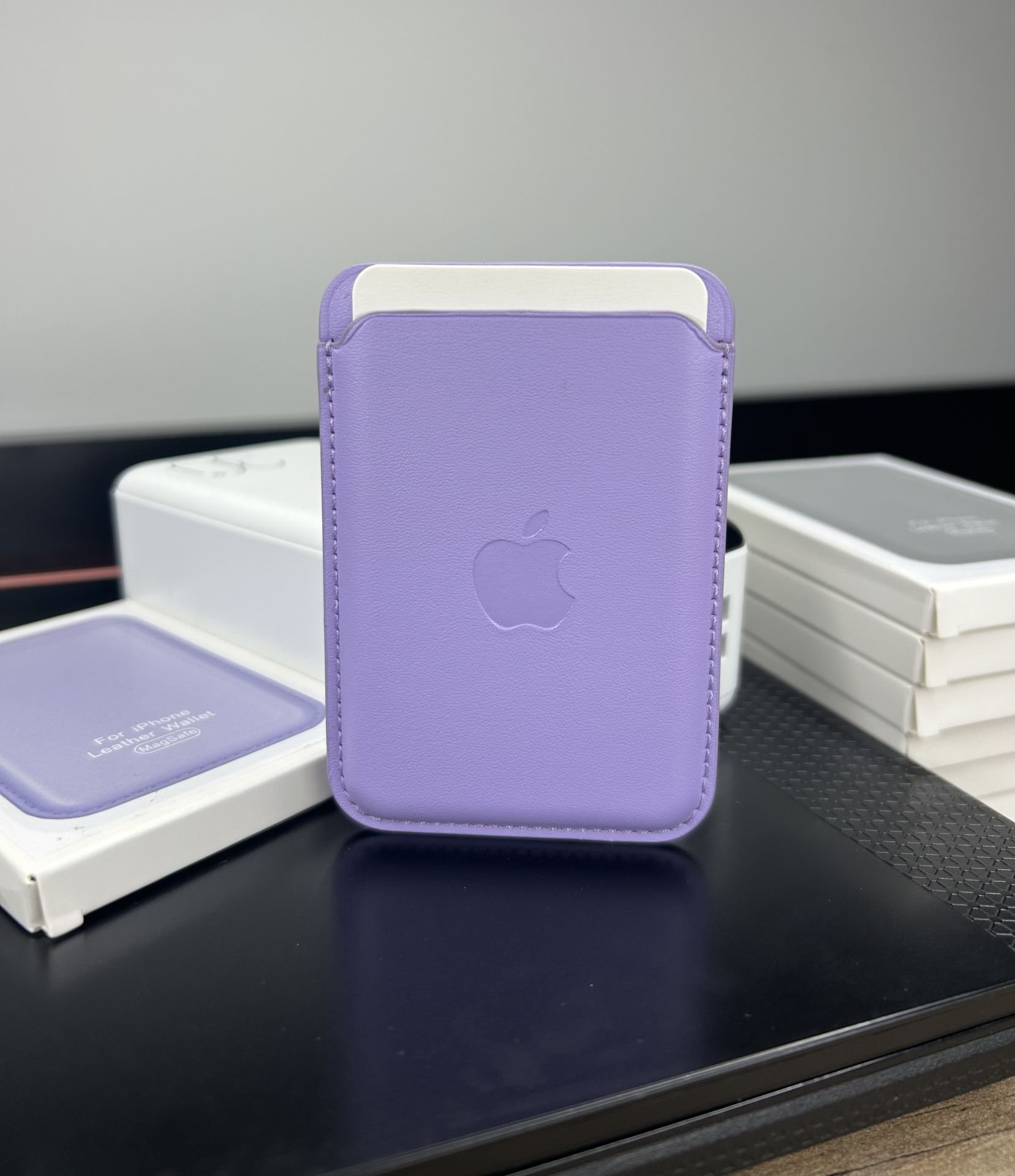 Apple MagSafe Özellikli Deri Cüzdan - Lila