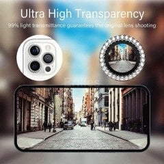iPhone Taşlı Kamera Koruyucu Lens - Gold