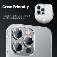 iPhone Taşlı Kamera Koruyucu Lens - Gold