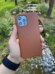 Apple MagSafe Özellikli Deri Kılıf - Kahverengi