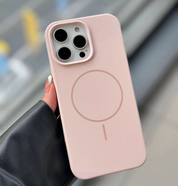 iPhone Slim MagSafe Silicon Kılıf - Kum Pembe