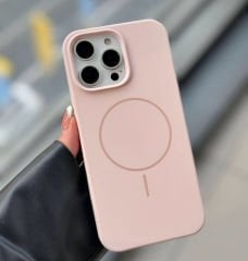 iPhone Slim MagSafe Silicon Kılıf - Kum Pembe