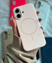 iPhone Slim MagSafe Silicon Kılıf - Kum Pembe